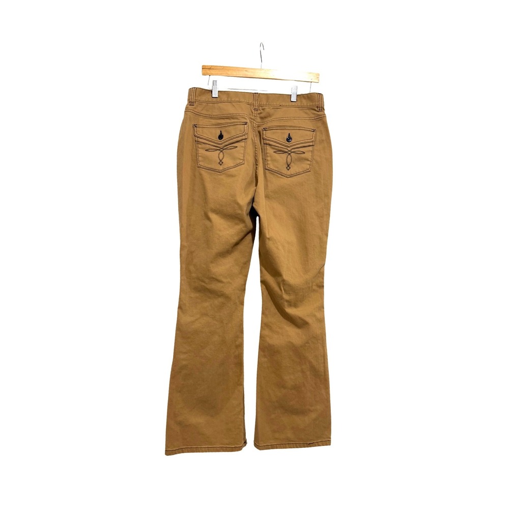 Lauren Jeans Co Ralph Lauren Tan Khaki Flare Leg Pants Embroidered Pockets Sz 10 - Picture 2 of 4